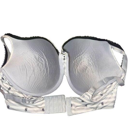 Victorias Secret 38DDD gray white  Striped Logo Body By Victoria Lined Demi Bra - Picture 4 of 5